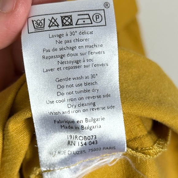 Sezane Linen Marianna Dress Curry Golden Yellow Belted Womens Sz 36 French US 34 - Picture 9 of 16